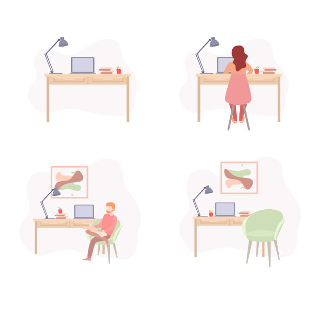 现代办公室或家庭工作场所设计图片下载