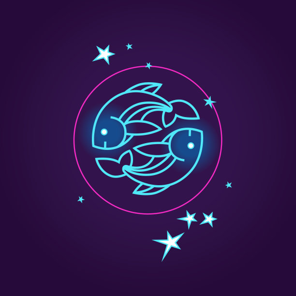 矢量插图与双鱼座黄道十二宫。图片下载