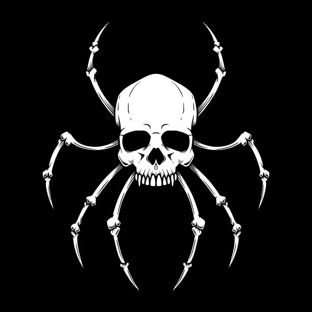 骷髅带有蜘蛛腿的设计元素图片下载