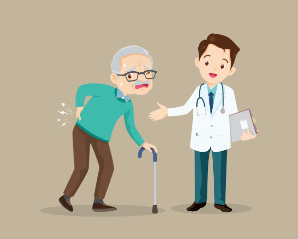 患背痛的老人去看医生图片下载