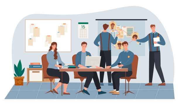 男性和女性角色在警察工作图片下载