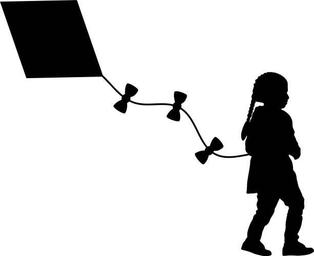 风筝剪影女孩图片下载