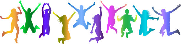 跳跃的人群剪影彩色渐变图片下载