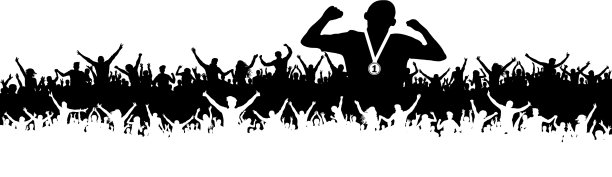 运动员胜利的剪影吸引了球迷图片下载