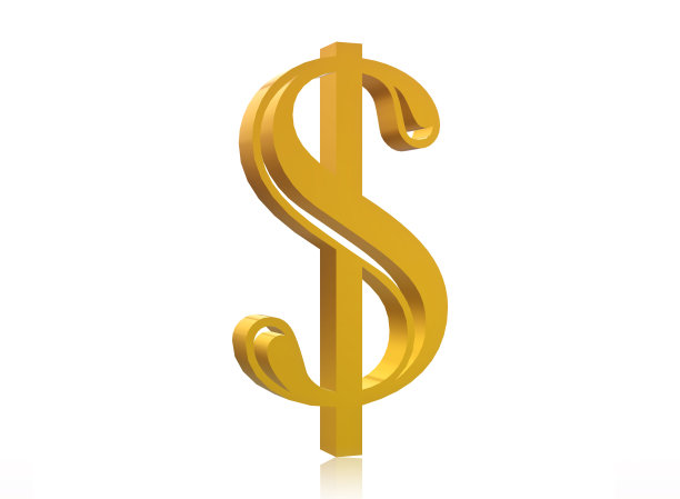黄金美元符号，图标，符号与反射图片下载