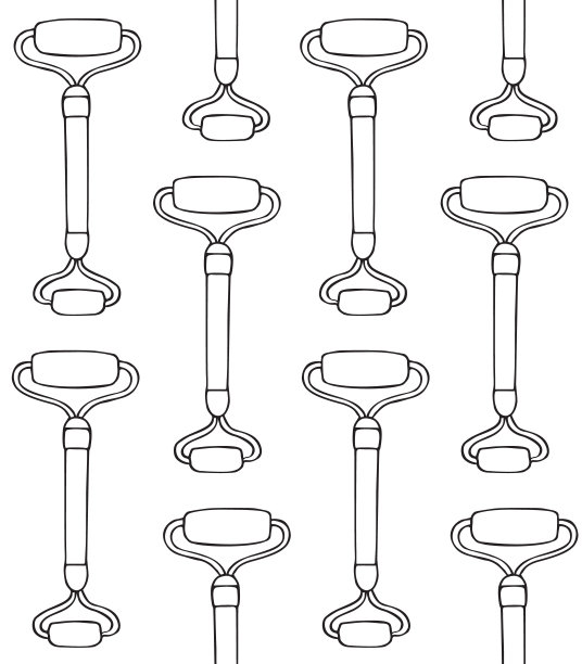矢量无缝图案手绘涂鸦刮沙按摩辊脸部图片下载