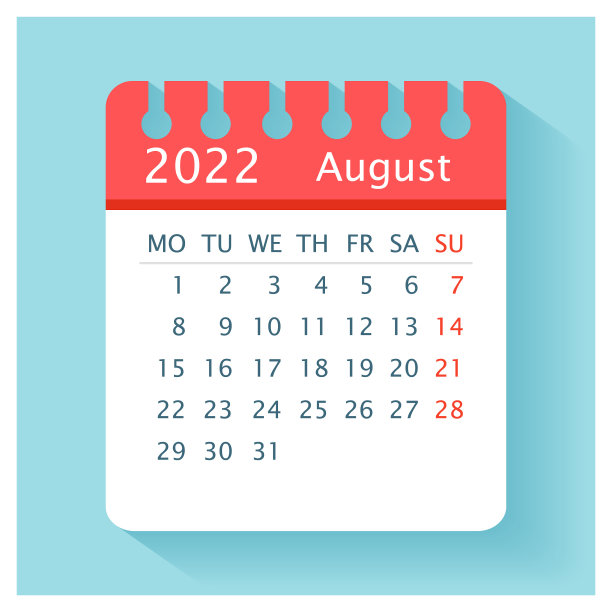 8月2022 -日历图标-日历设计模板图片下载