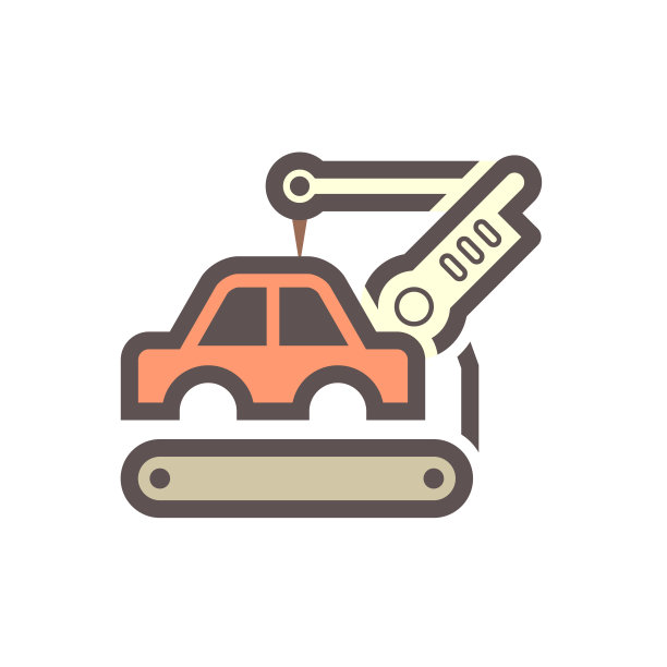 汽车生产行业矢量图标设计。图片下载