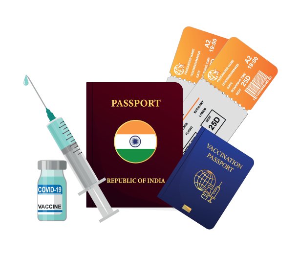 印度的概念。疫苗接种的护照。旅行概念护照与平面颜色矢量插图。图片下载
