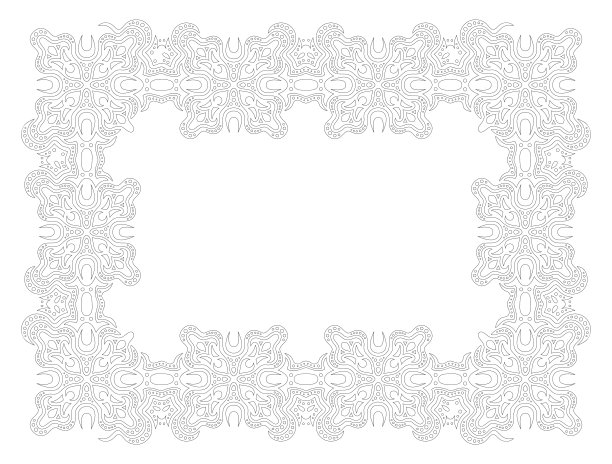 线条艺术着色书与矩形框架图片下载