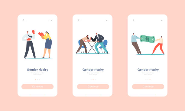 性别竞争，竞争，领导手机应用页面板载屏幕模板。男性和女性的战斗和战斗图片下载
