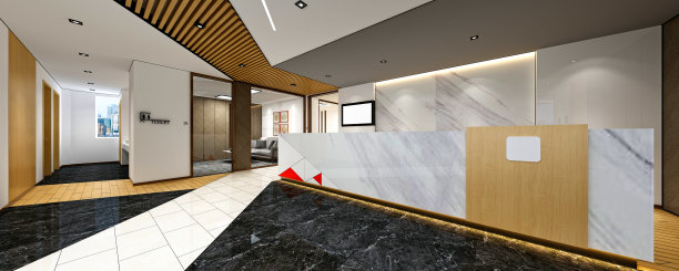 医院内部的3d渲染，大厅接待图片下载