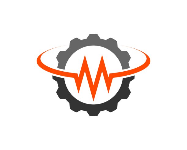 机械齿轮与M字母首字母内图片下载