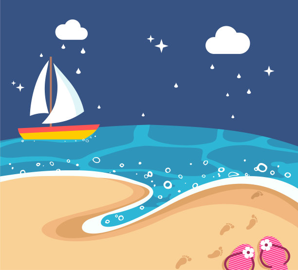 海滩上的夜景，海边的脚步声图片下载