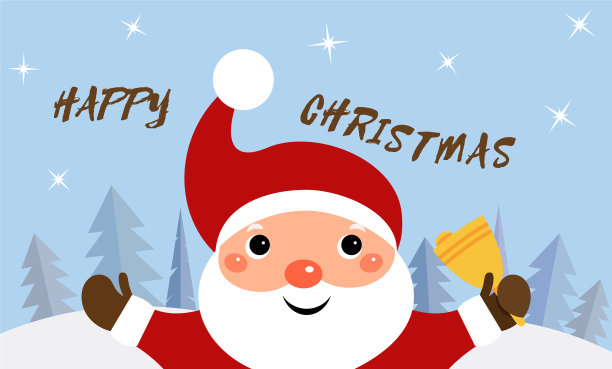 冬天场景与圣诞老人祝福快乐图片下载