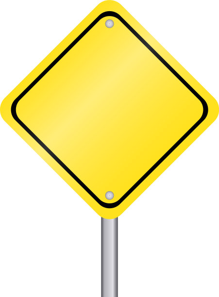 空白黄色交通标志放置在白色图片下载