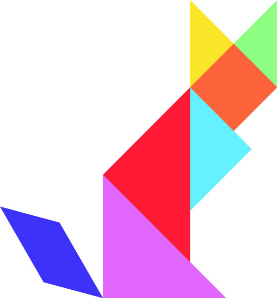 彩色七巧板在猫的形状在白色图片下载