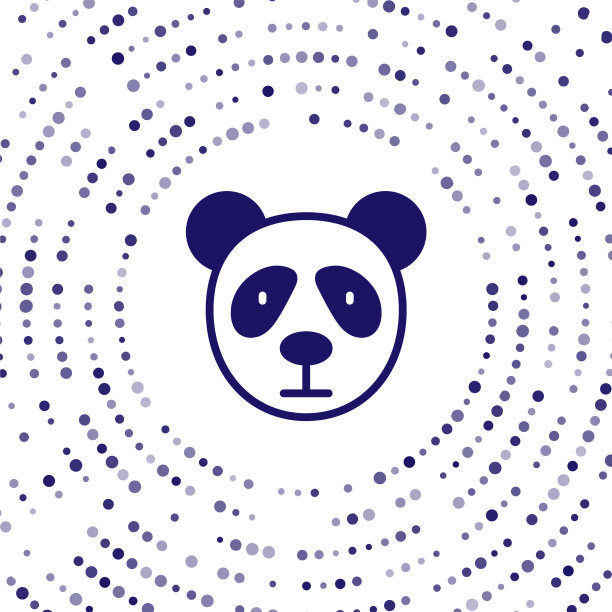 蓝色可爱的熊猫脸图标孤立在白色图片下载