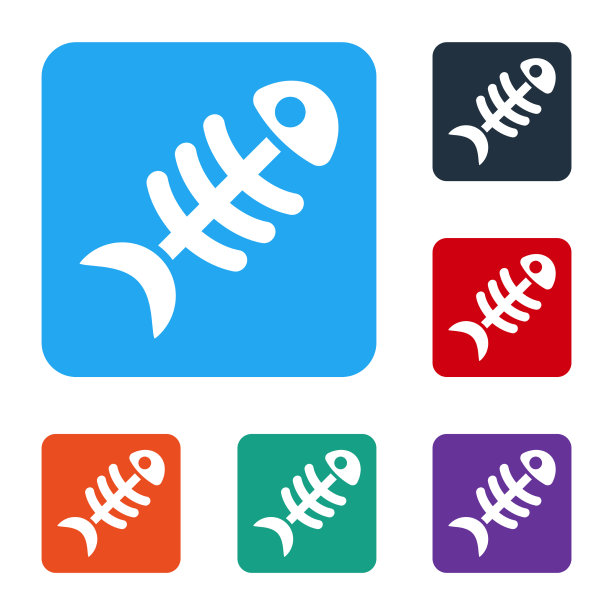 白色的鱼骨架图标孤立在白色上图片下载