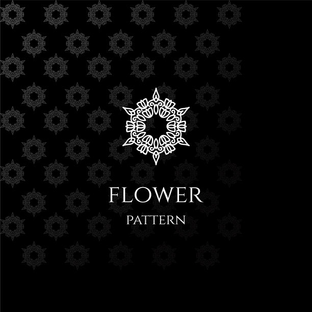 优雅奢华的花卉线条图案标志设计图片下载