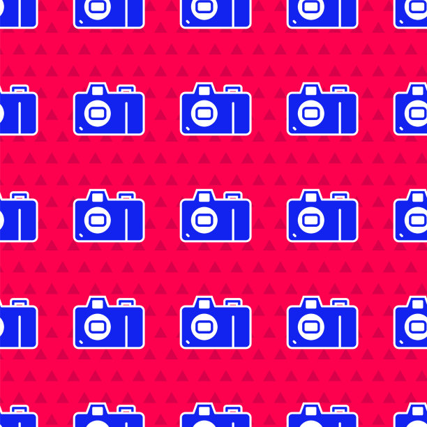 蓝色照片相机图标隔离无缝模式图片下载