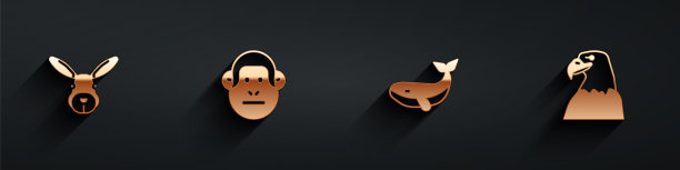 设置兔头，猴子，鲸鱼和鹰的图标图片下载