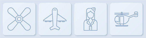 设线飞机螺旋桨飞机和空姐飞机图片下载