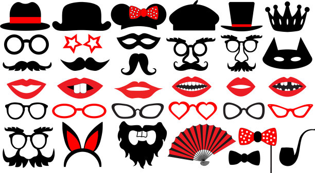 复古派对设置派对生日照片亭道具图片下载