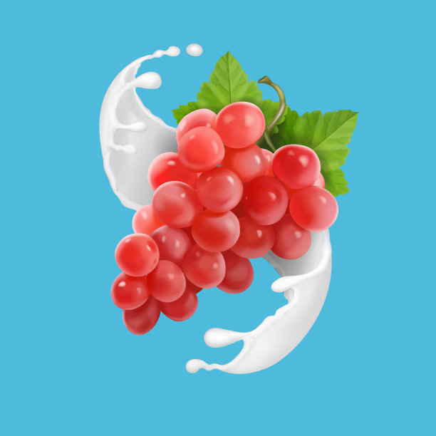 红葡萄在现实的牛奶或酸奶图片下载