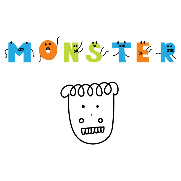 标志上有怪兽的题字。图片下载