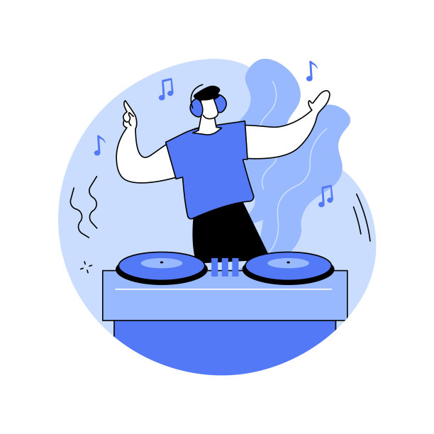 电子音乐抽象概念矢量插图。图片下载