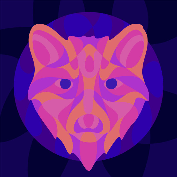 艺术与闪亮的霓虹色狼头图片下载