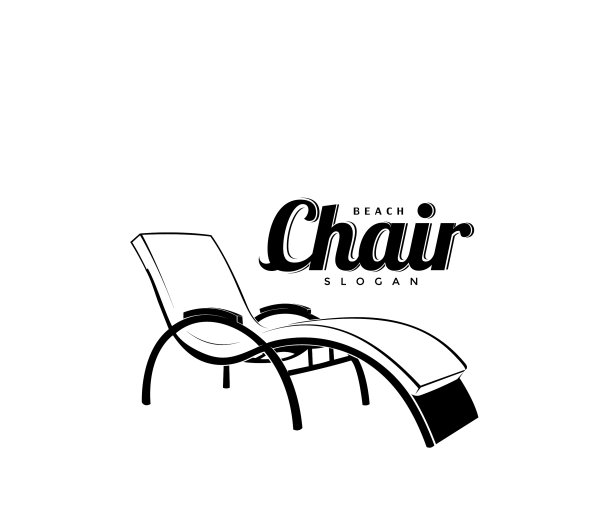 椅子海滩标志设计剪影图片下载