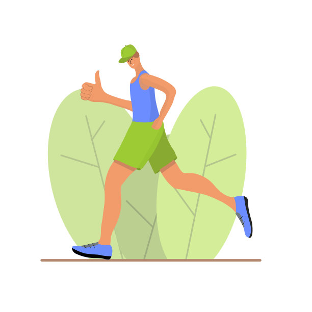 男子跑到终点线，竖起大拇指图片下载