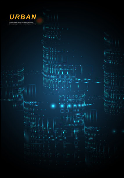 蓝色背景下的夜城图片下载