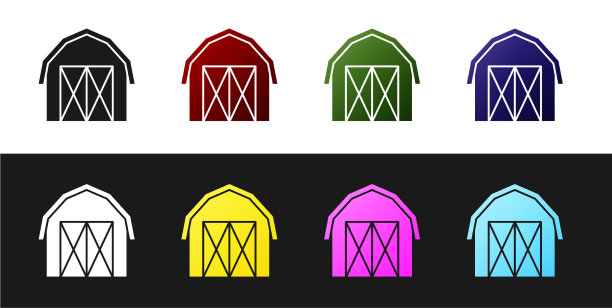 将农场的图标隔离在黑白上图片下载