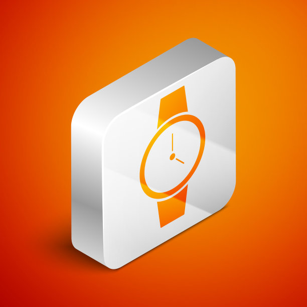 等距腕表图标隔离在橙色图片下载