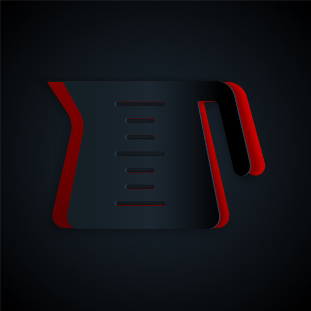 剪纸咖啡壶图标孤立在黑色图片下载