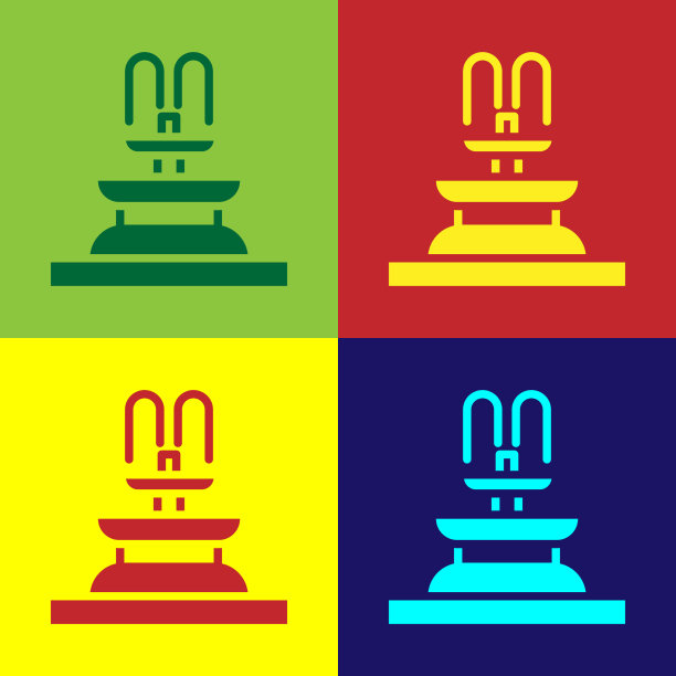 波普艺术喷泉图标孤立的颜色背景图片下载