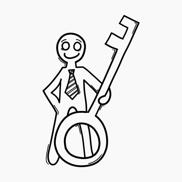 商人拿着一个关键的涂鸦图标画图片下载