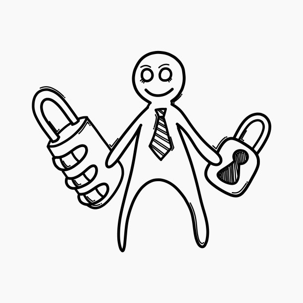 商人拿着挂锁，涂鸦图标画图片下载