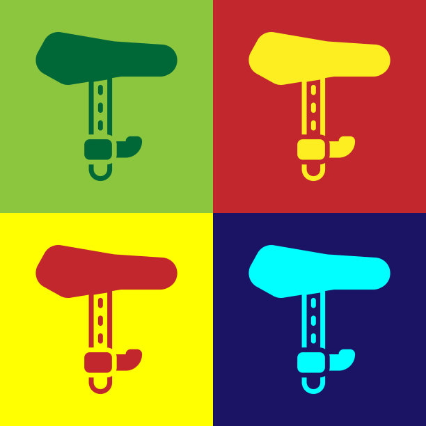 波普艺术自行车座位图标孤立的颜色图片下载