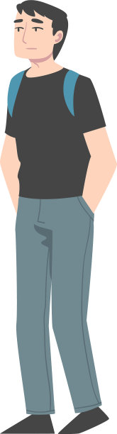 背着背包的年轻人站在那里等着图片下载