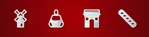 设置风车手袋凯旋门和法式图片下载