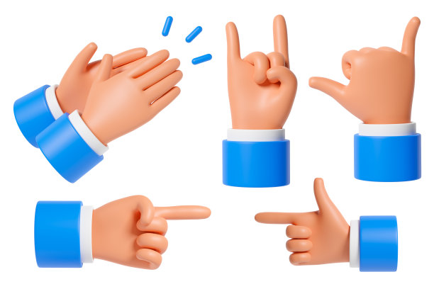 一组卡通手势。图片下载