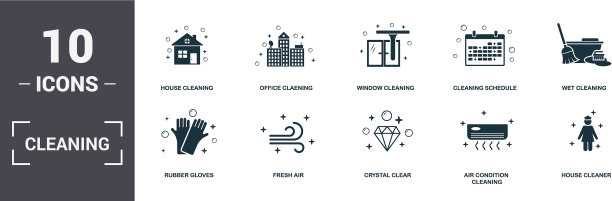 清洁集图标收集包括简单图片下载