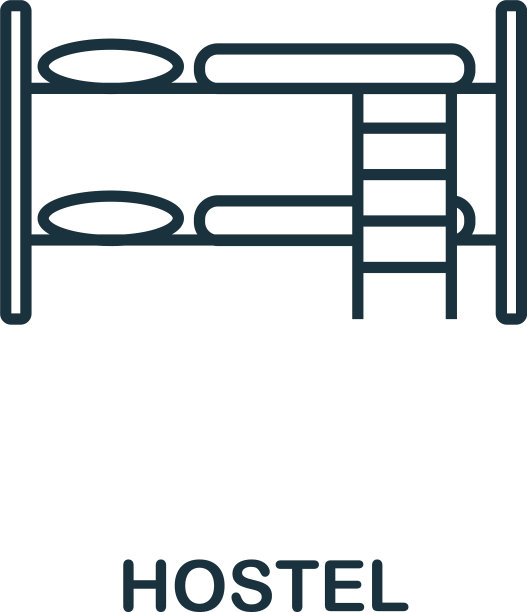 旅舍轮廓图标瘦削风格的设计来自城市图片下载