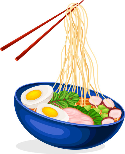 亚洲的一种咸味汤，里面有面条和煮鸡蛋图片下载