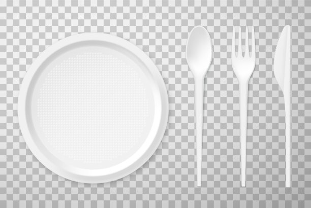 塑料圆形盘子勺子叉刀图片下载