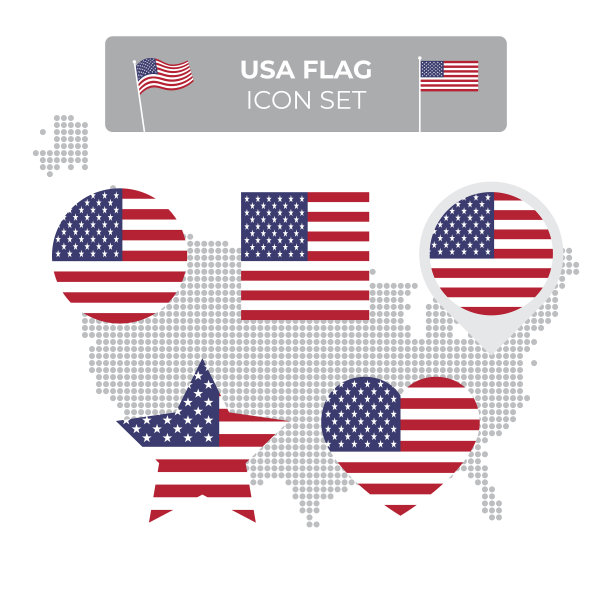 美国国旗图标设置为方形的心图片下载